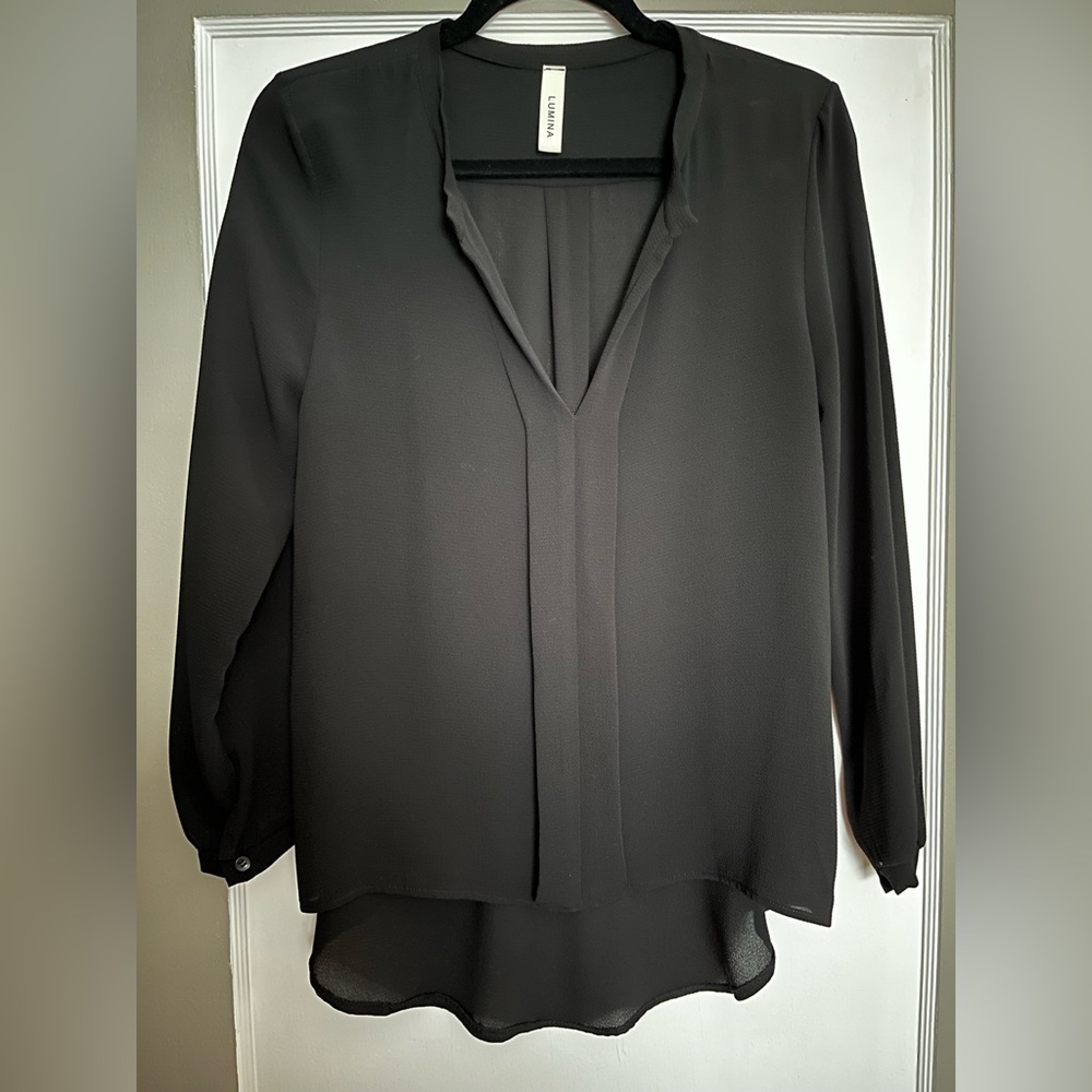 LUMINA BLACK BLOUSE LONG SLEEVE